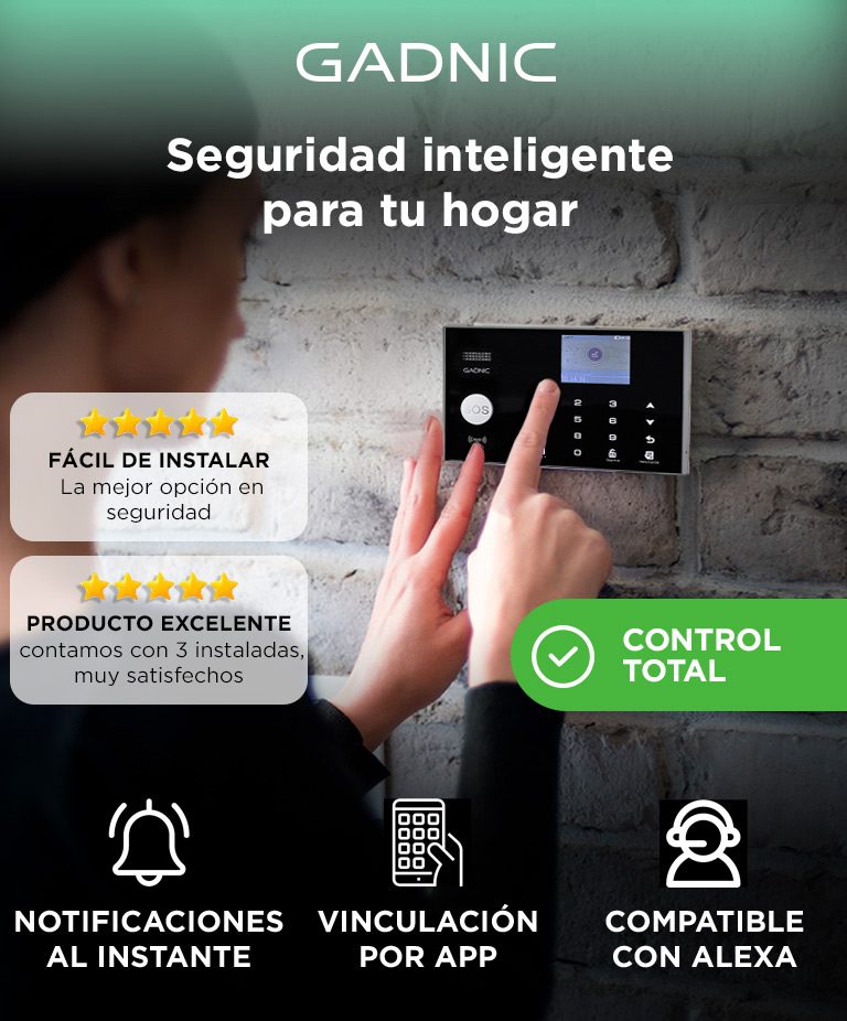 Kit Alarma Domiciliaria Gadnic Inalámbrica GSM con pantalla LED — Notificaciones al instante, vinculación por app y compatible con Alexa