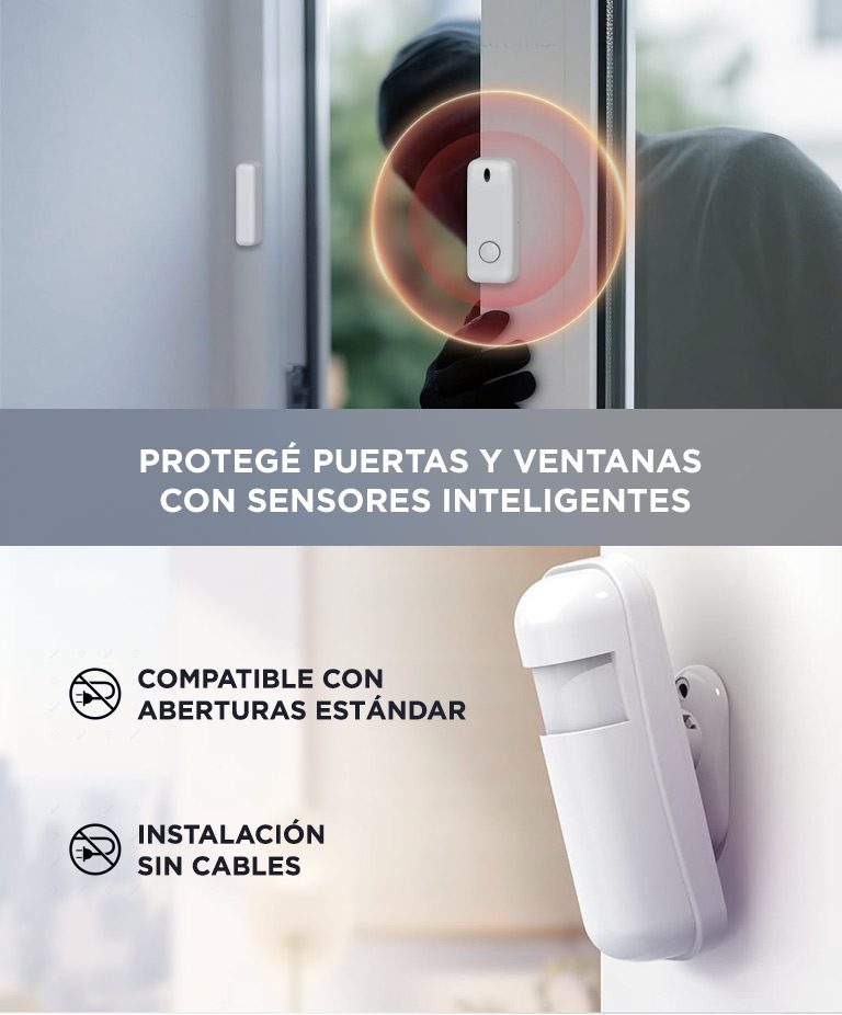 Kit Alarma Domiciliaria Gadnic Inalámbrica GSM con pantalla LED — Protegé puertas y ventanas con sensores inteligentes