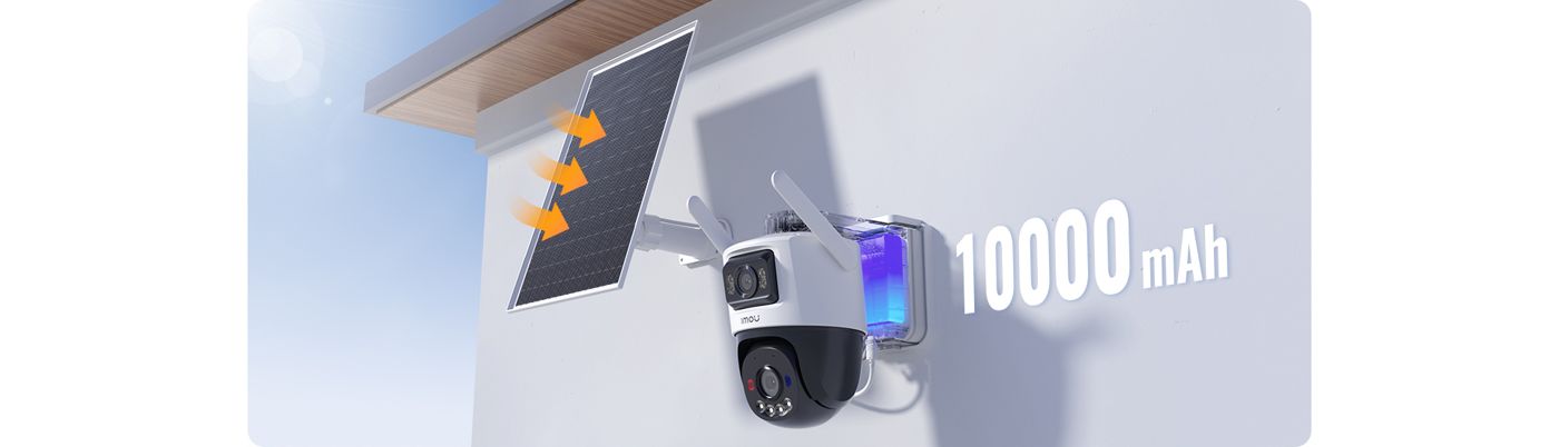 Imou AOV Dual 5MP + 5MP solar con 4G y WiFi — Batería de 10.000 mAh con panel solar de 8 W