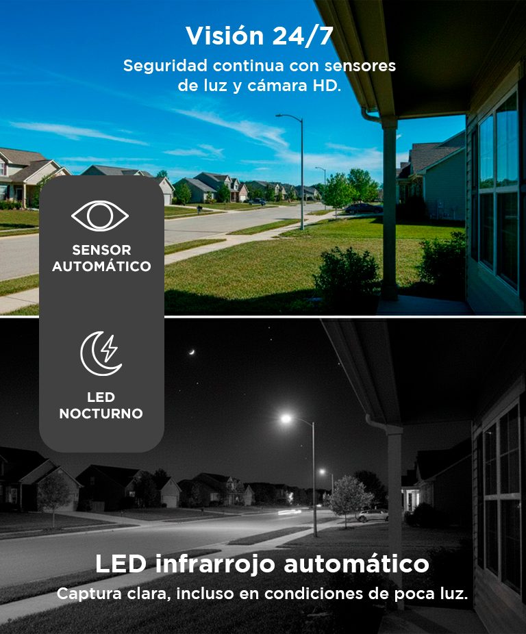Cámara y timbre Gadnic con audio bidireccional — Visión 24/7 con sensor de luz y LED infrarrojo automático